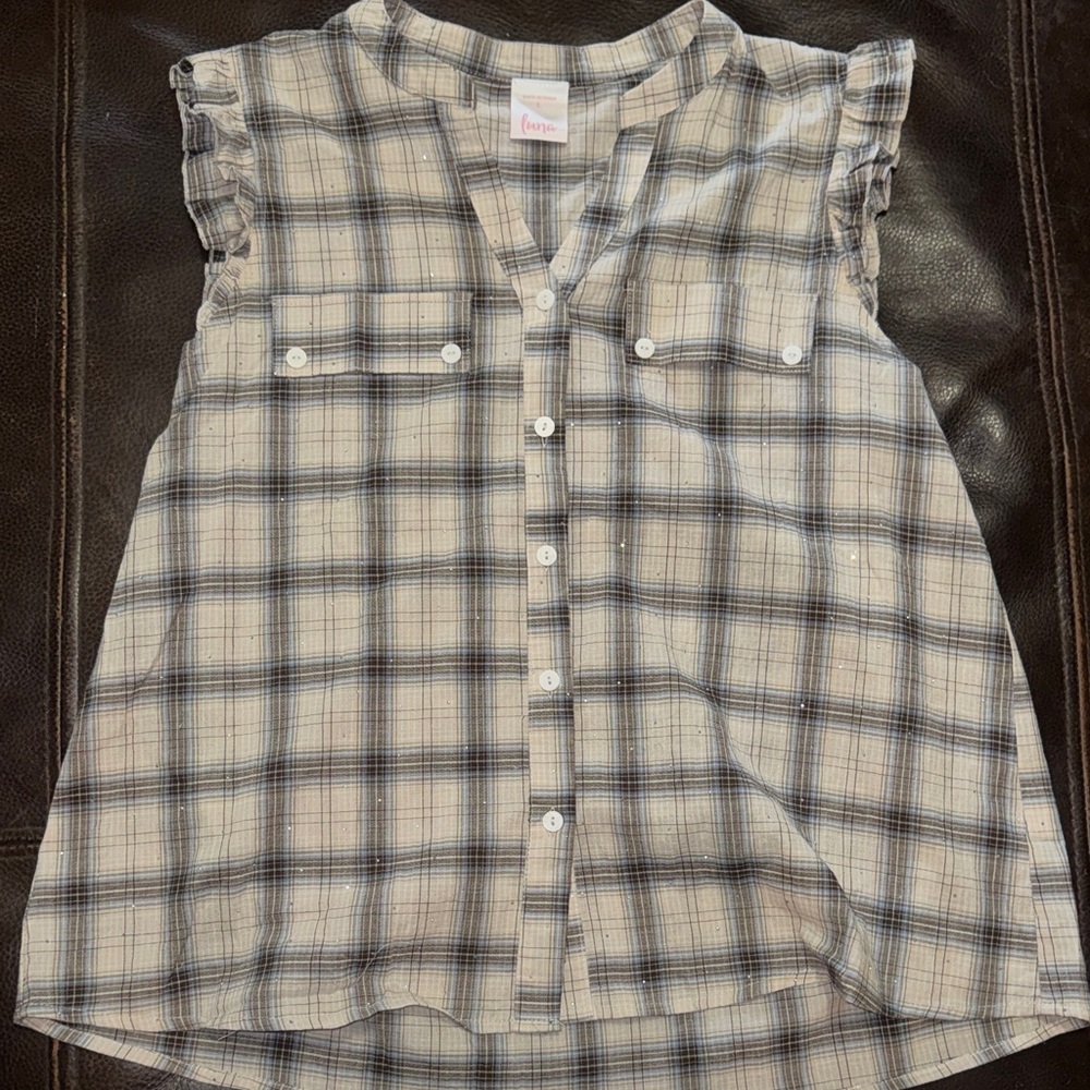 Plaid Button Down Shirt in Cream and Black